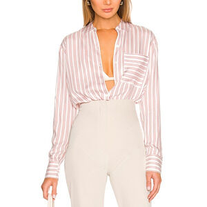 Atm Anthony Thomas Melillo White Rayon Boyfriend Button Front Shirt Size S
